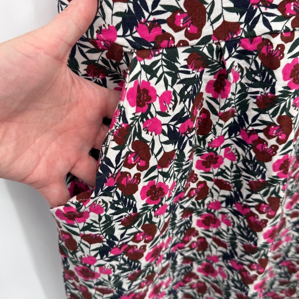 Boden Florrie Jersey Dress Women 4R White Pink Flower Print Cotton Pockets Fairy - Picture 5 of 9
